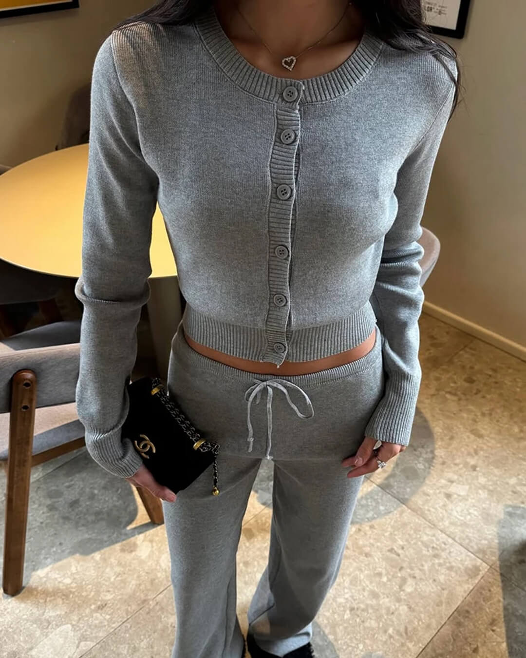 Jamilla Knit Cardigan Set | Women's Drawstring Pants Two-Piece