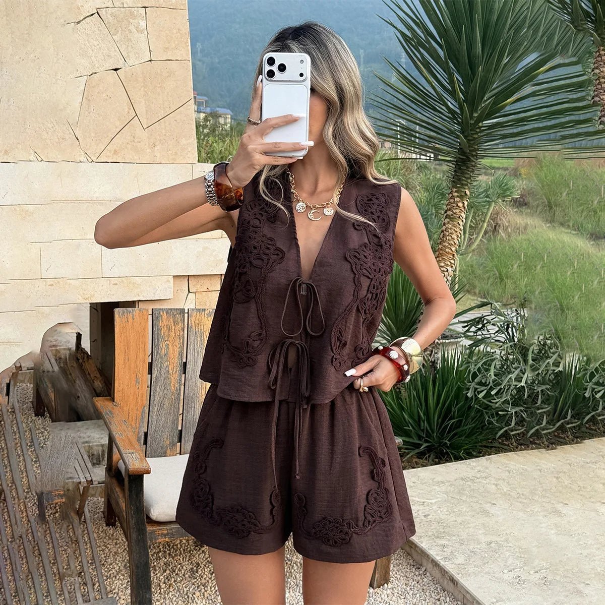 Nia Sleeveless Lounge Set | Women's Vest & Shorts Two-Piece