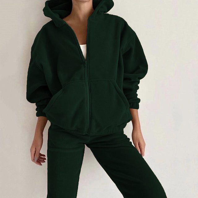 Etta Zip-Up Oversized Hoodie Set | Women's Jogger Two-Piece