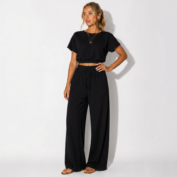 Black Wide Leg Lounge Set
