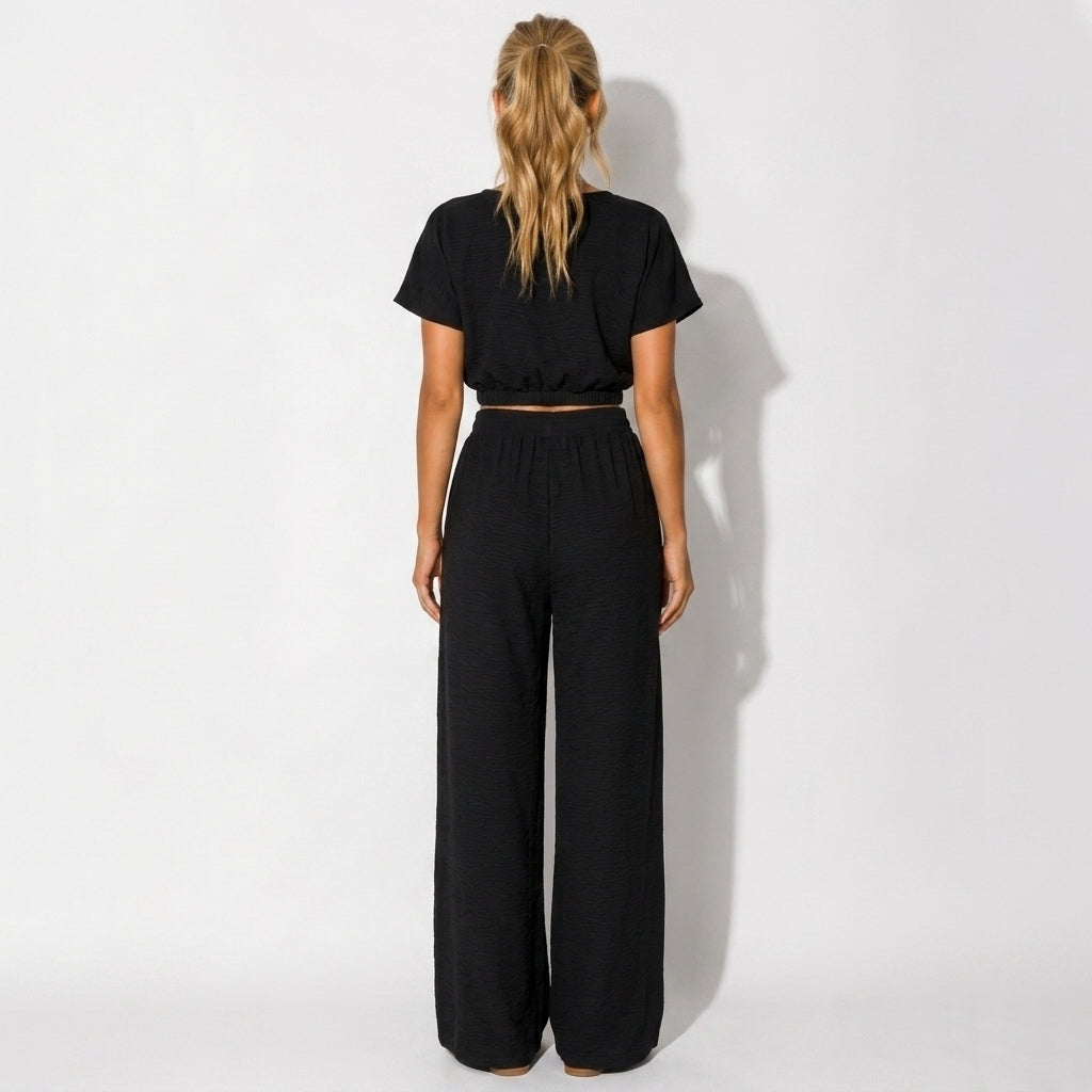 Black Wide Leg Lounge Set