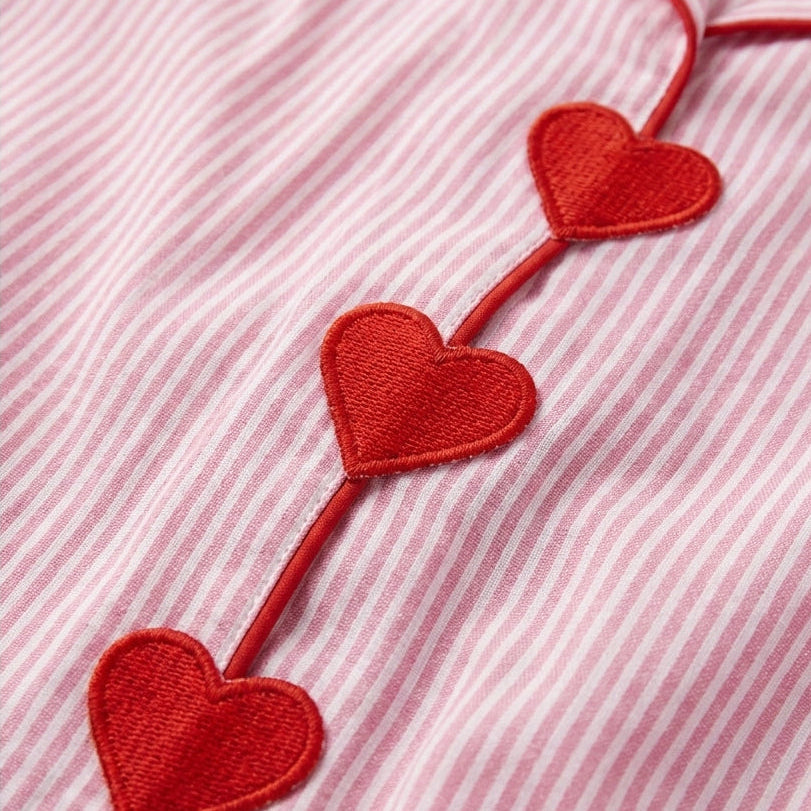 Della Heart-Button Pyjama Set | Women's Straight-Leg Two-Piece