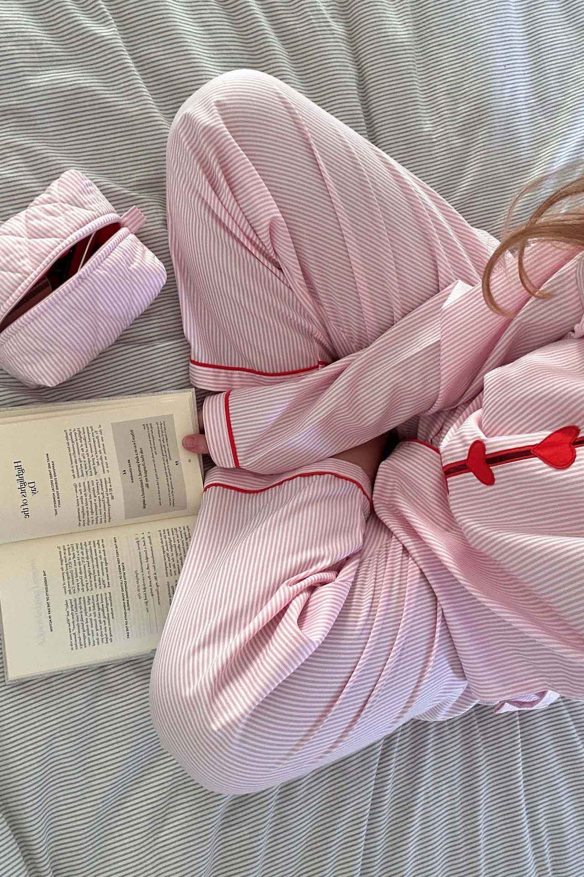 Della Heart-Button Pyjama Set | Women's Straight-Leg Two-Piece
