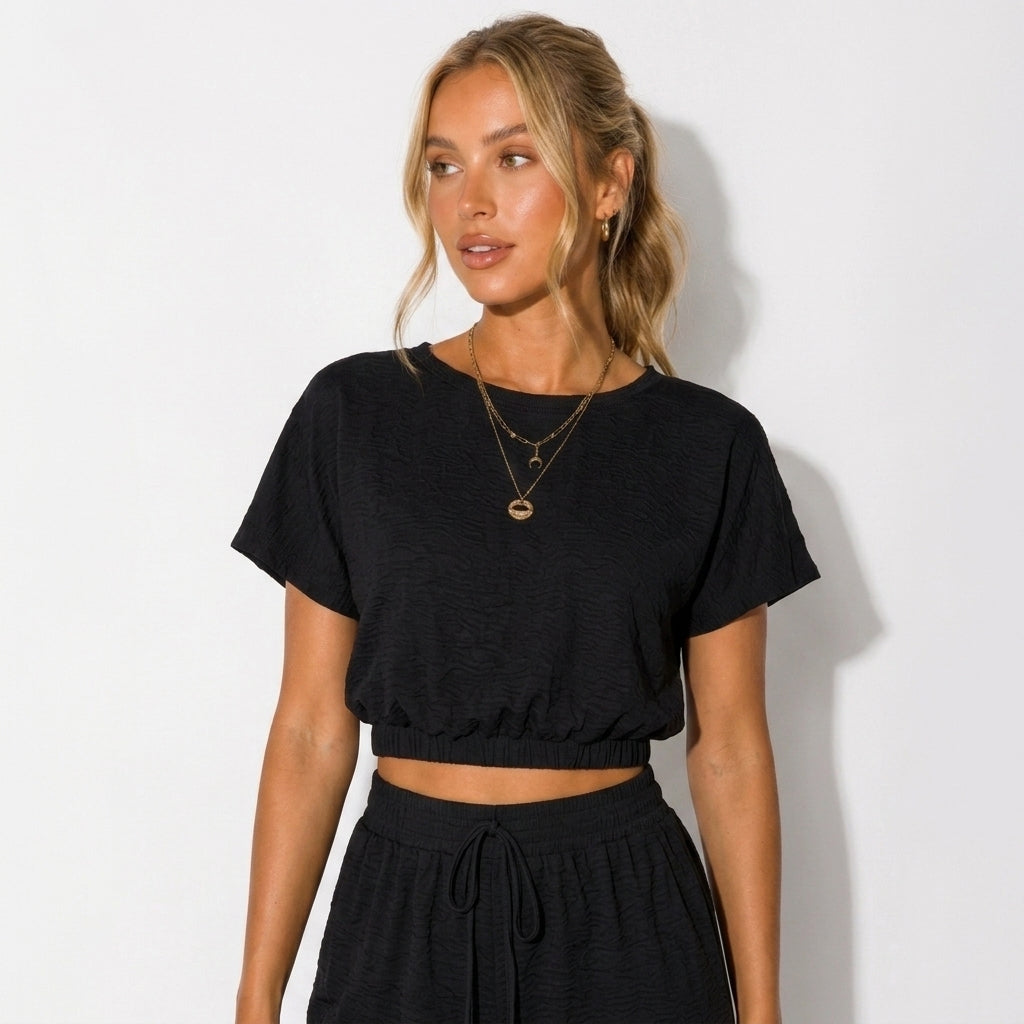 Black Wide Leg Lounge Set