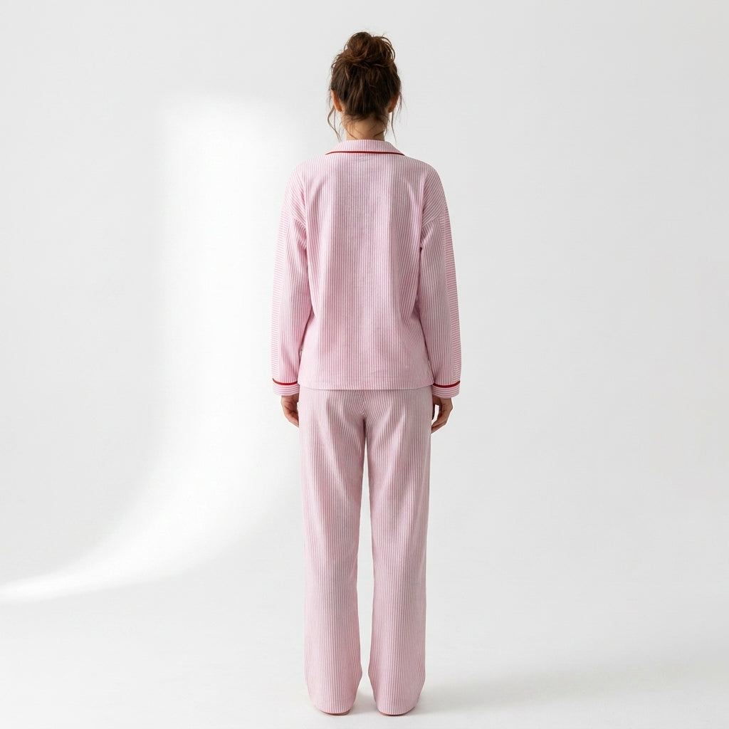 Della Heart-Button Pyjama Set | Women's Straight-Leg Two-Piece