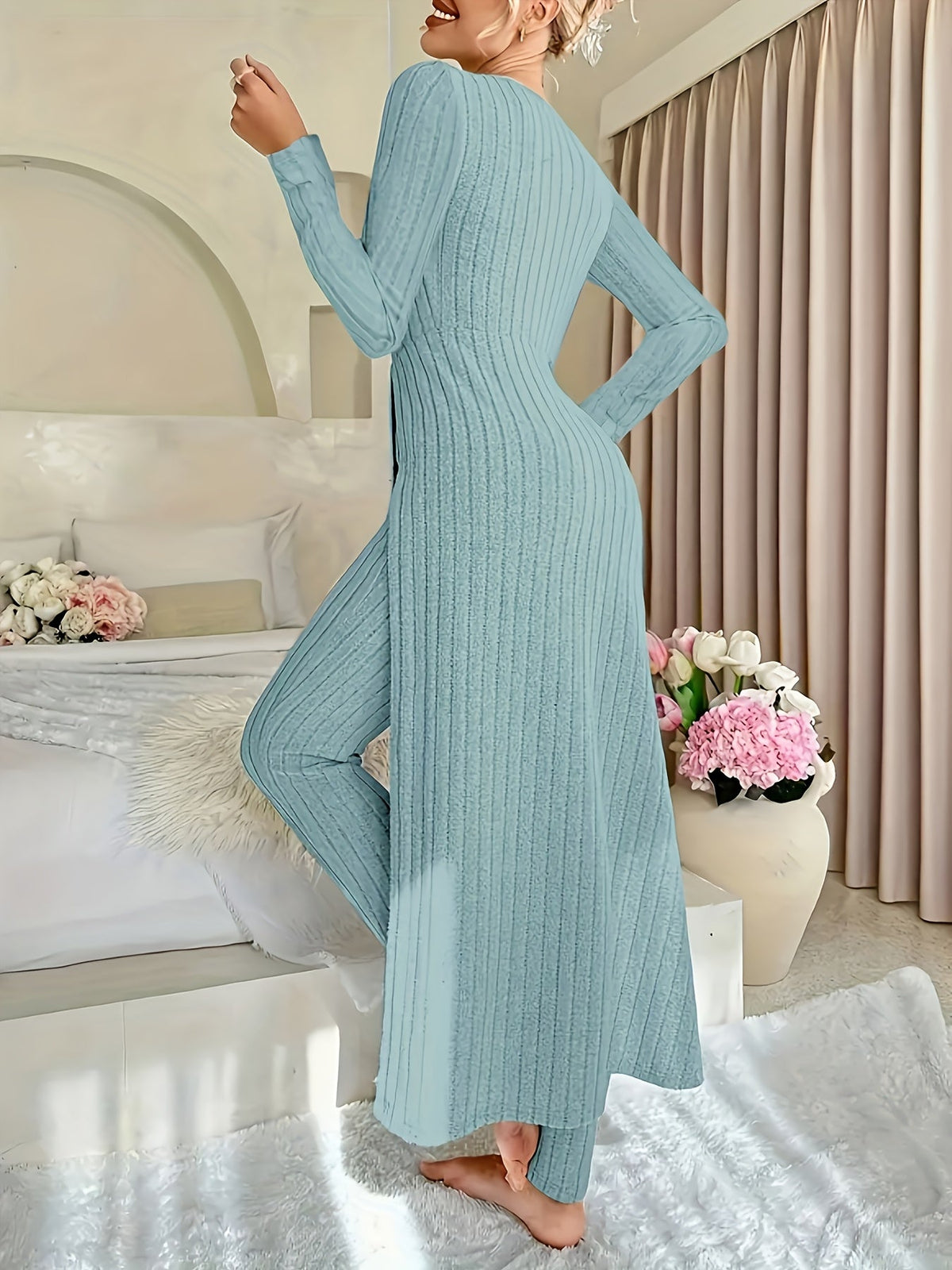 Gemma Ribbed Tunic Lounge Set | Women's Two-Piece