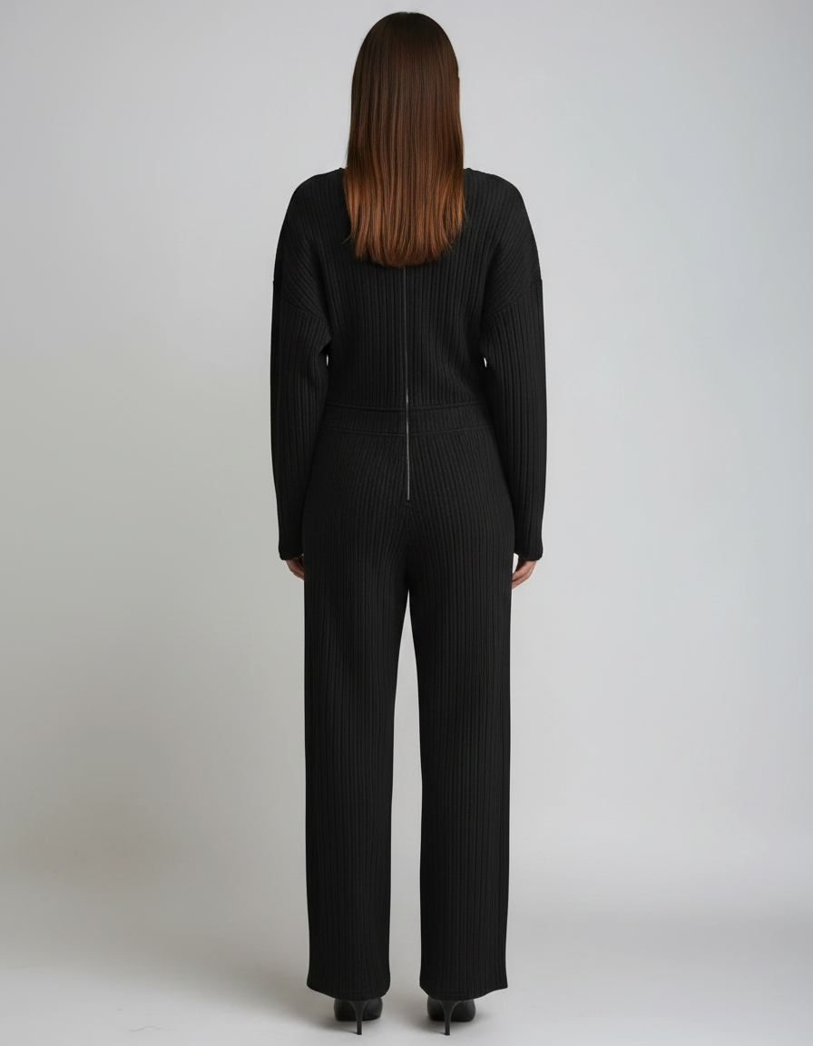 Thea Ribbed Knit V-Neck Set | Women's Wide-Leg Two-Piece