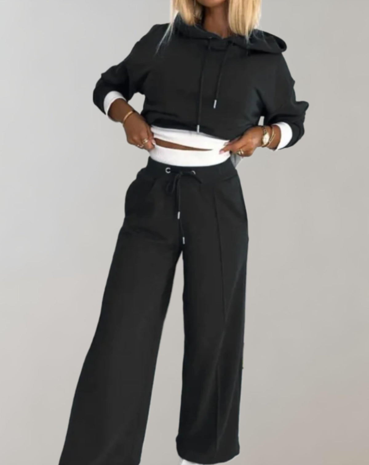Women's Hoodie Wide-Leg Tracksuit Set