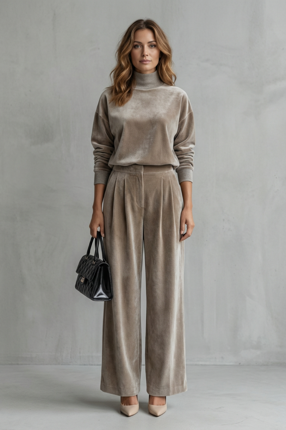 Élianne Velour Lounge Set | Women's Wide-Leg Two-Piece