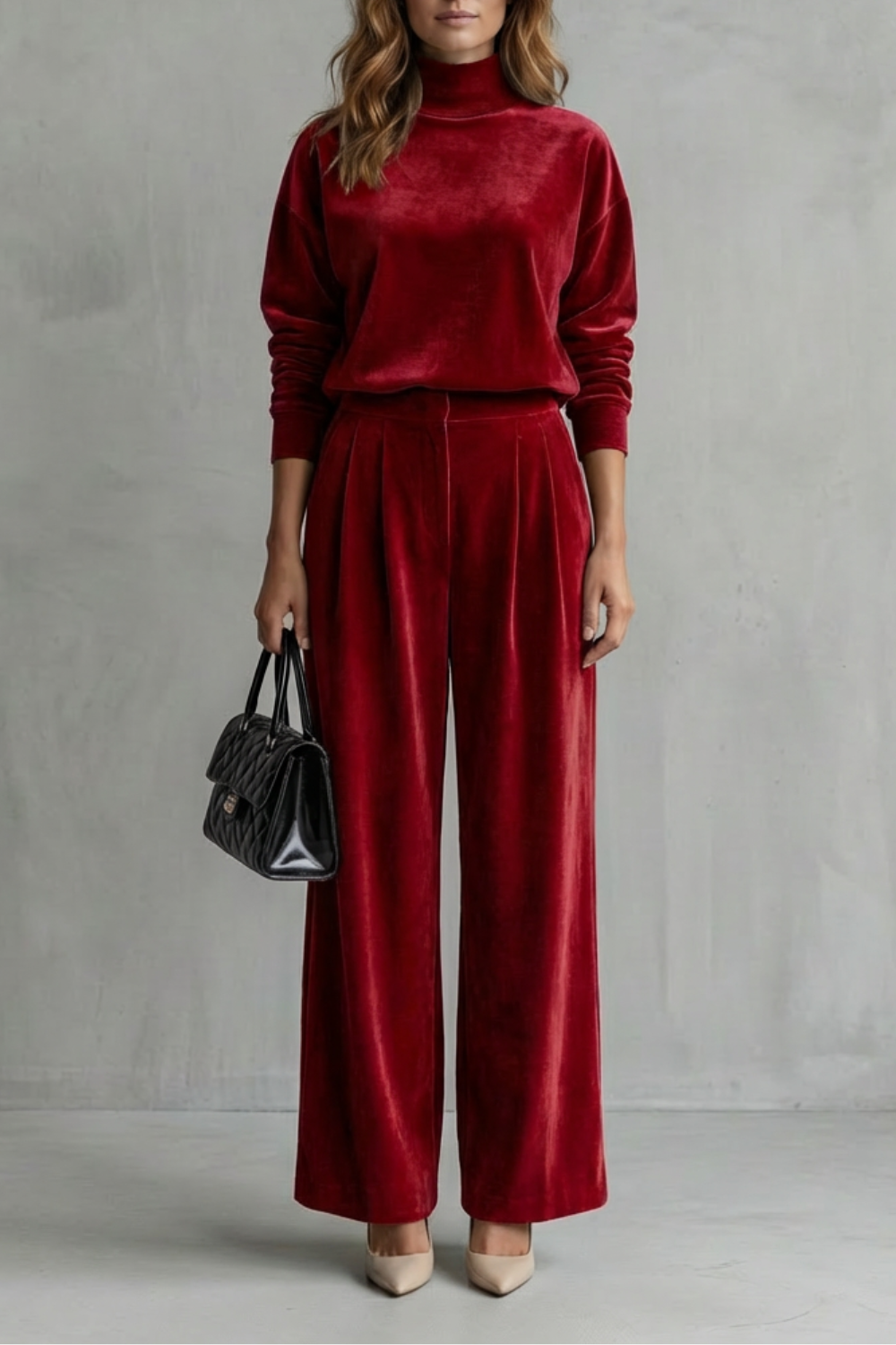 Élianne Velour Lounge Set | Women's Wide-Leg Two-Piece