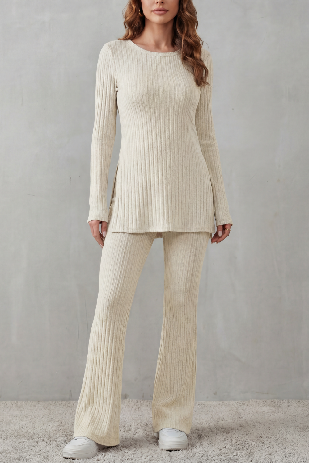 Elisianne Ribbed Knit Tunic Set | Women's Flared Two-Piece