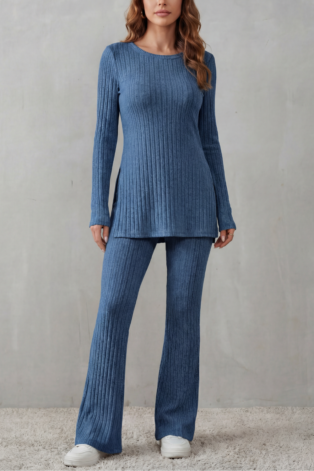 Elisianne Ribbed Knit Tunic Set | Women's Flared Two-Piece