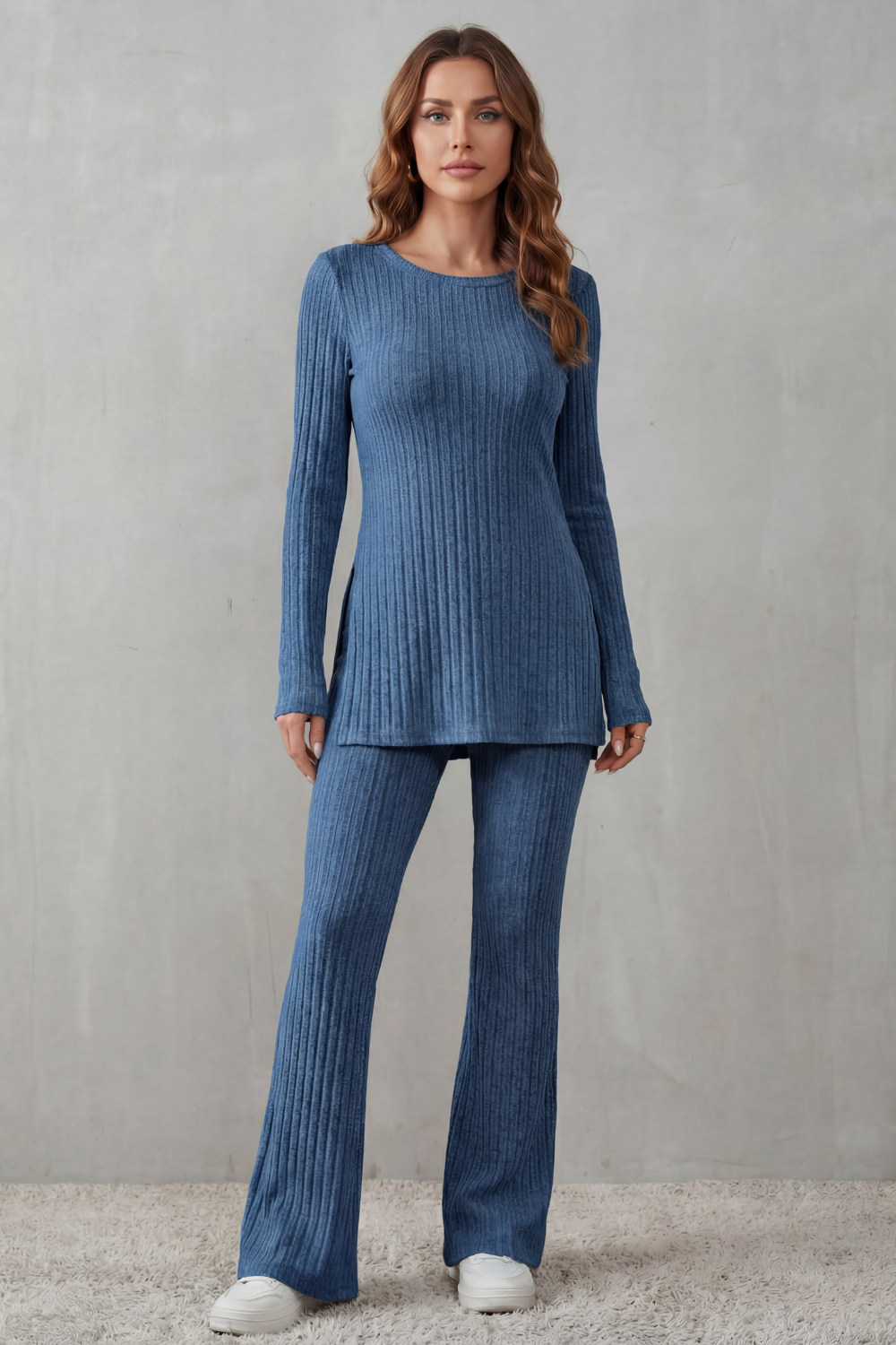 Elisianne Ribbed Knit Tunic Set | Women's Flared Two-Piece