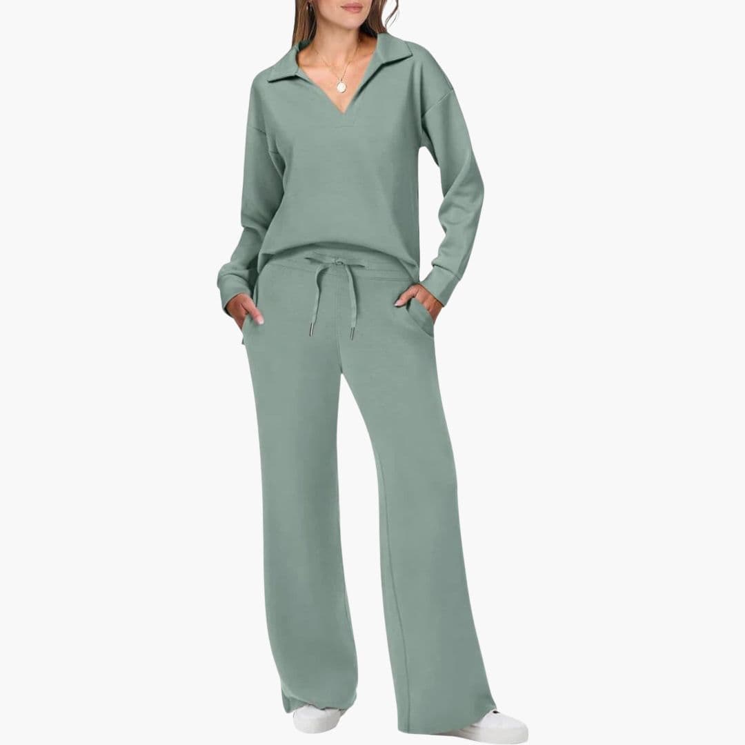Iris V-Neck Lounge Set | Women's Straight-Leg Two-Piece