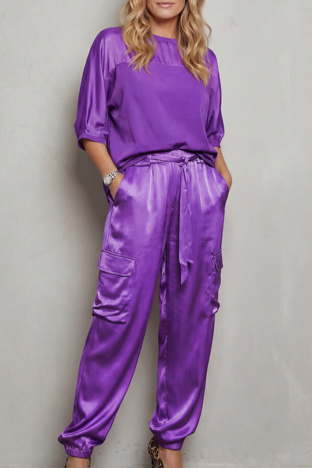 Finley Satin Cargo Lounge Set | Women's Two-Piece