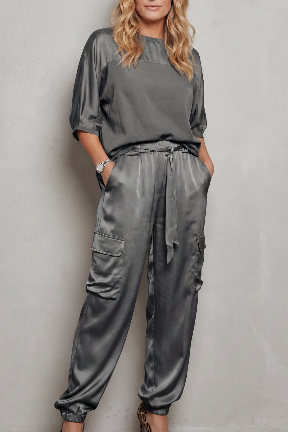 Finley Satin Cargo Lounge Set | Women's Two-Piece