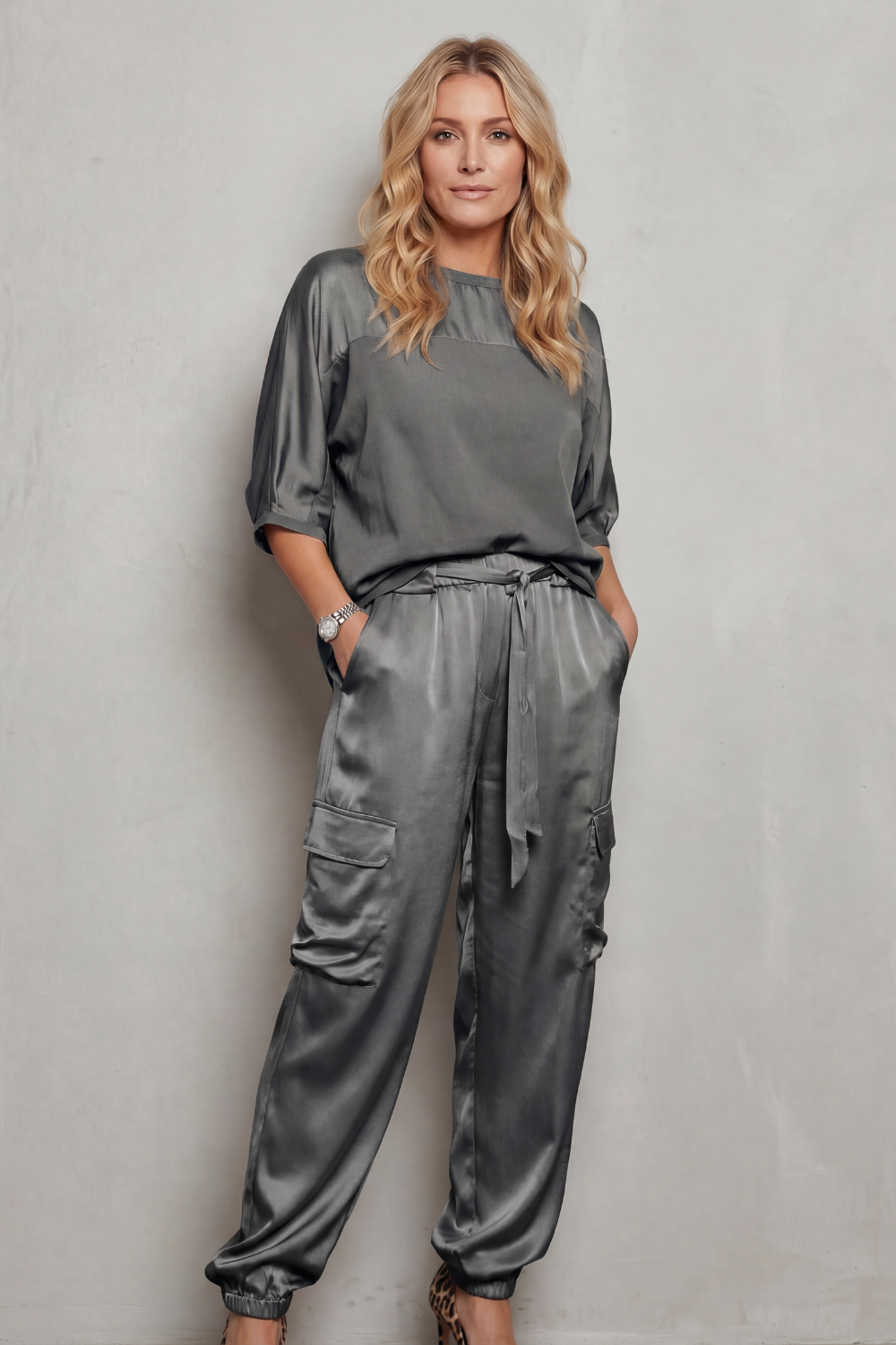 Finley Satin Cargo Lounge Set | Women's Two-Piece