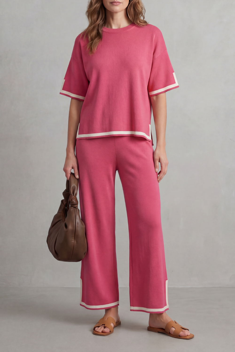 Jeah Contrast-Trim Lounge Set | Women's Wide-Leg Two-Piece
