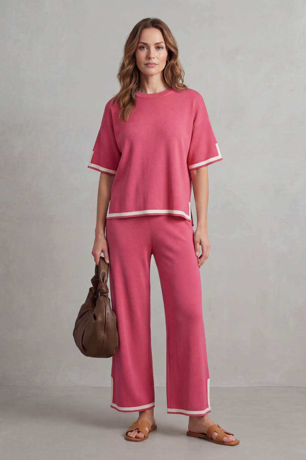 Jeah Contrast-Trim Lounge Set | Women's Wide-Leg Two-Piece