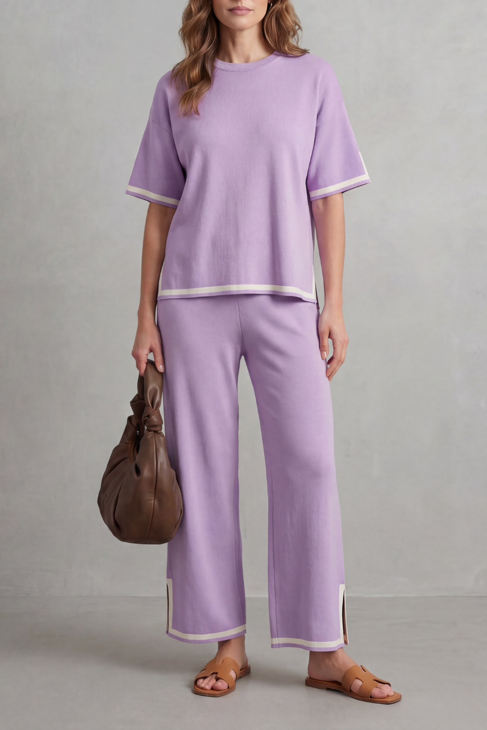 Jeah Contrast-Trim Lounge Set | Women's Wide-Leg Two-Piece