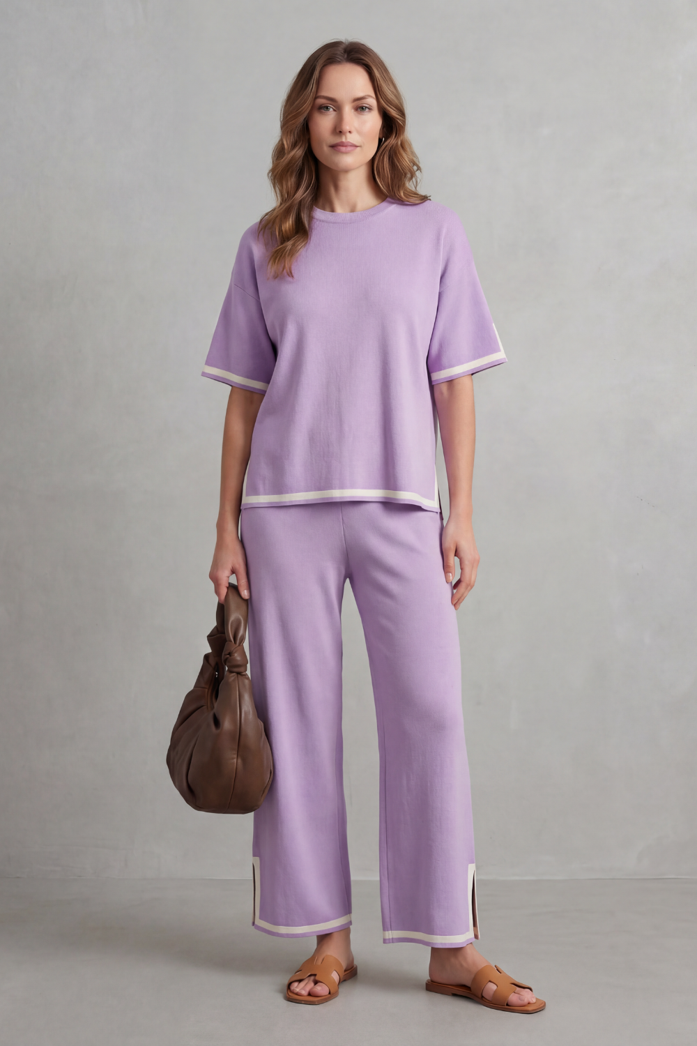 Jeah Contrast-Trim Lounge Set | Women's Wide-Leg Two-Piece