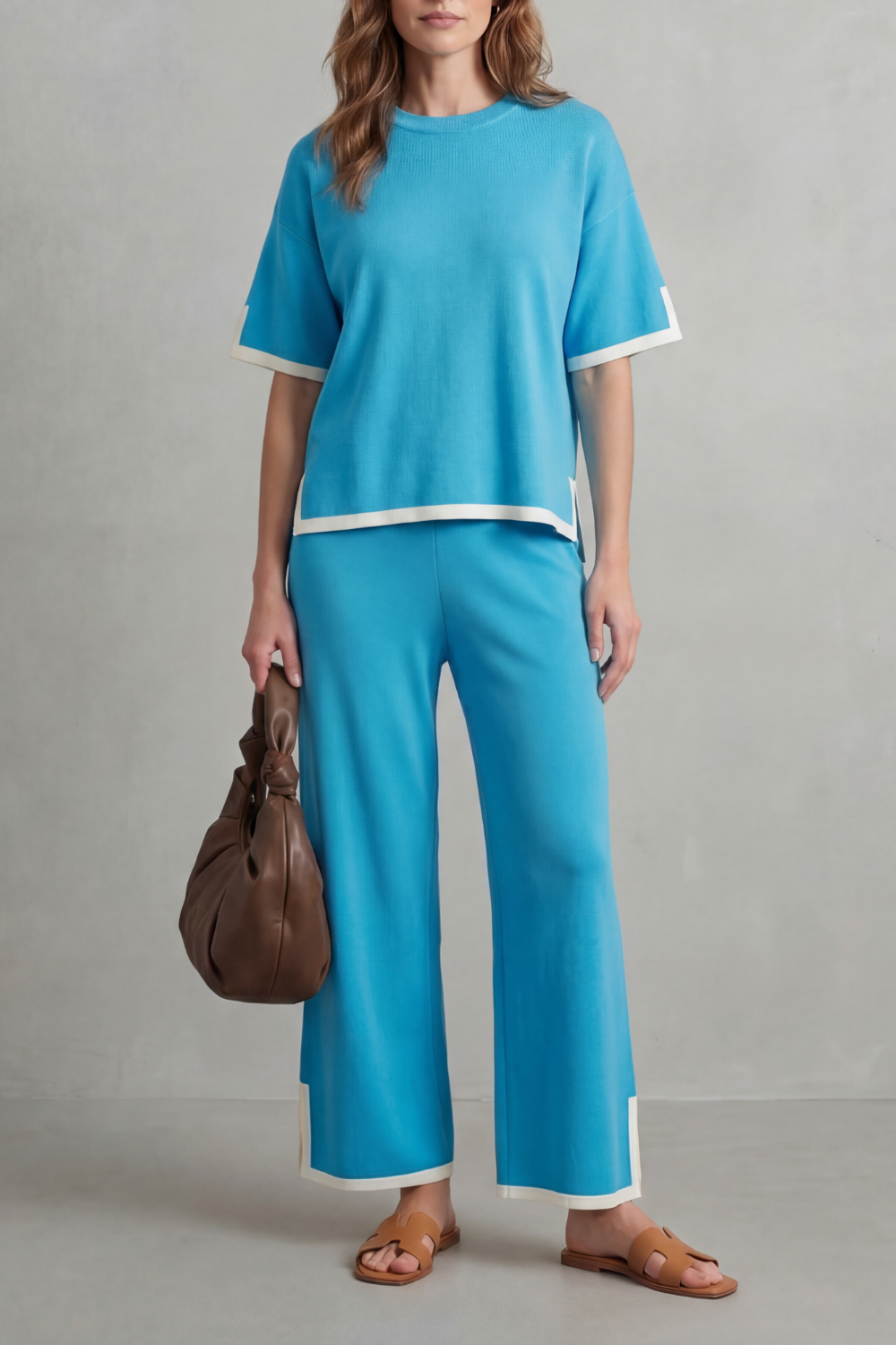 Jeah Contrast-Trim Lounge Set | Women's Wide-Leg Two-Piece