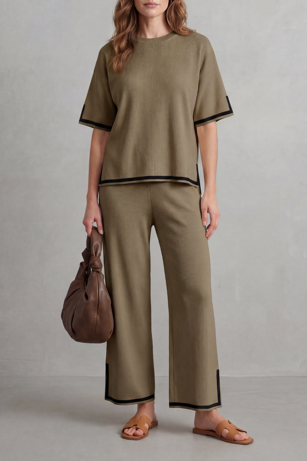 Jeah Contrast-Trim Lounge Set | Women's Wide-Leg Two-Piece