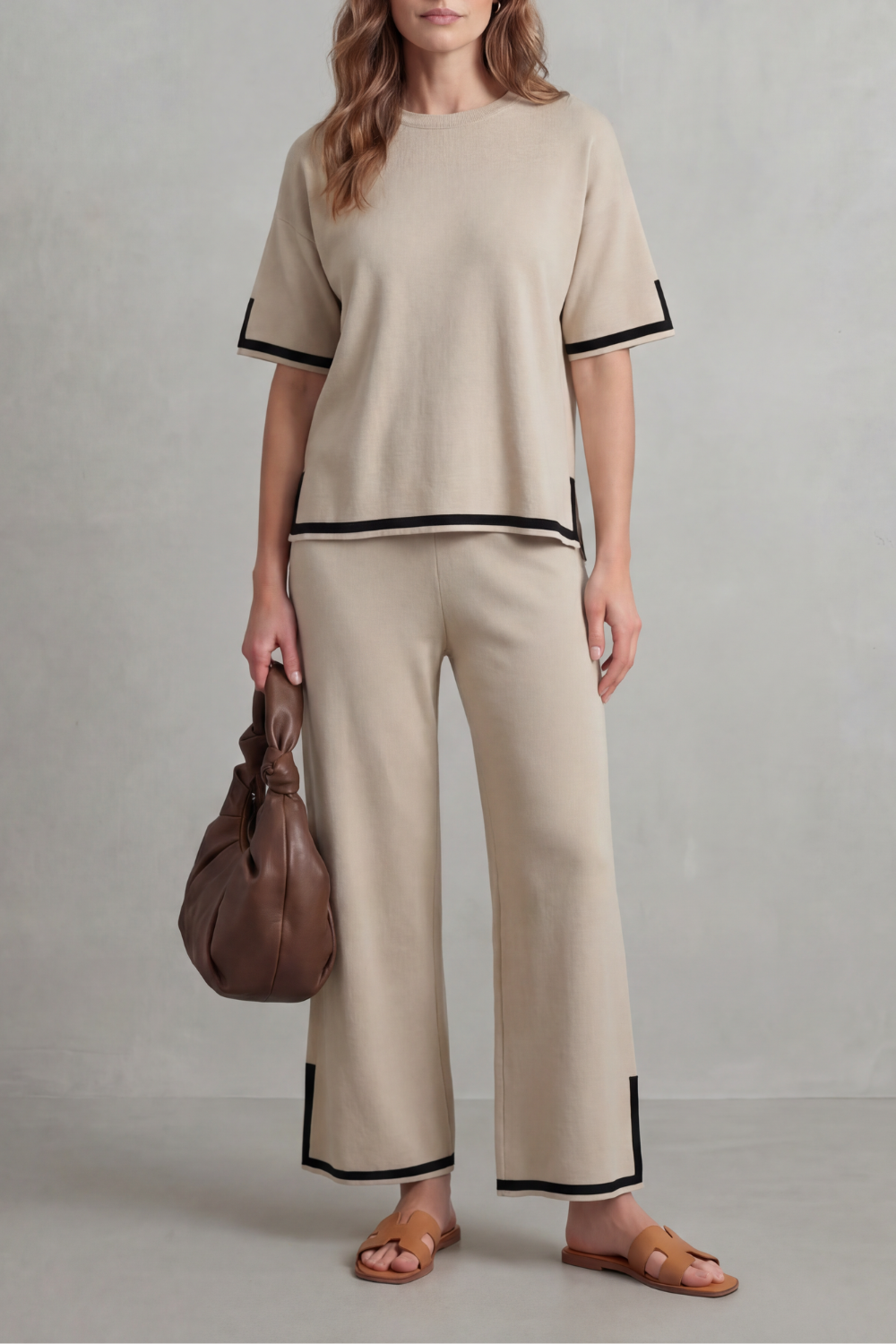 Jeah Contrast-Trim Lounge Set | Women's Wide-Leg Two-Piece