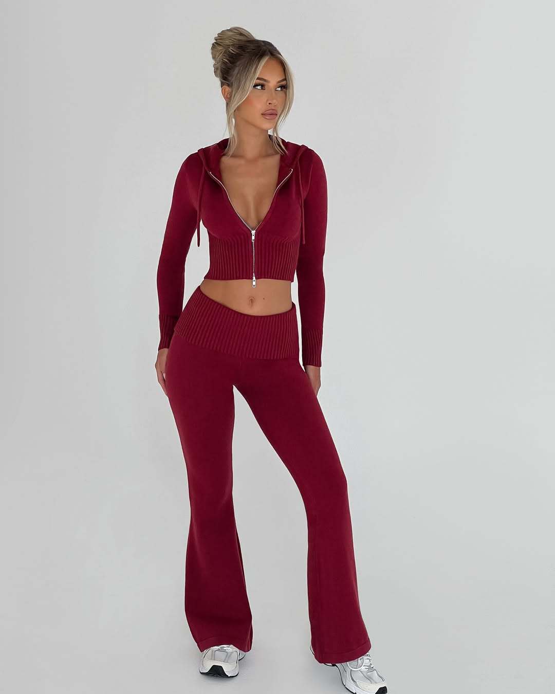 Knit Lounge Co-Ord Set with Zip-Up Hoodie