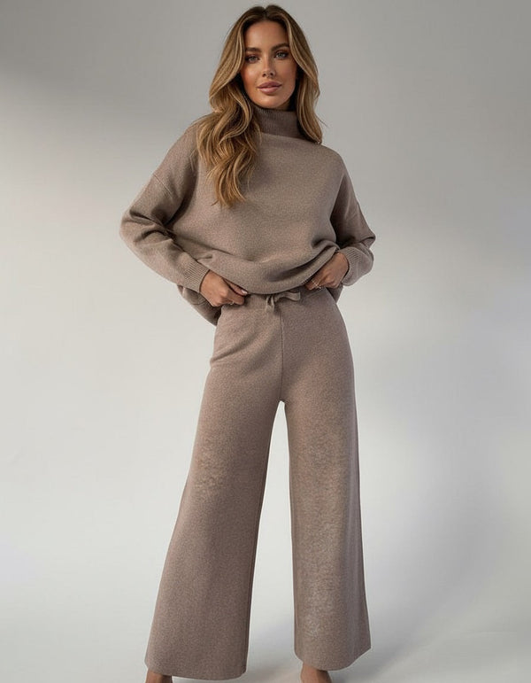 Camille Turtleneck Knit Lounge Set | Women's Wide-Leg Two-Piece