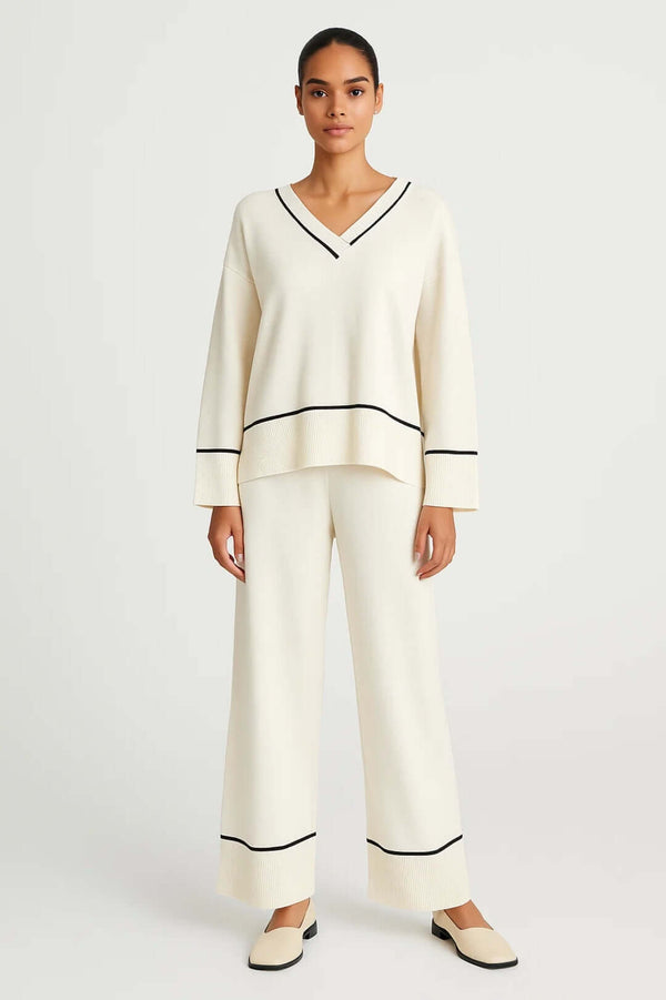 Orla Deep V-Neck Contrast Lounge Set | Women's Two-Piece