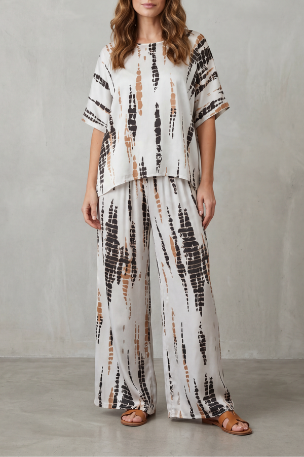 Marie Abstract-Print Wide-Leg Set | Women's Two-Piece