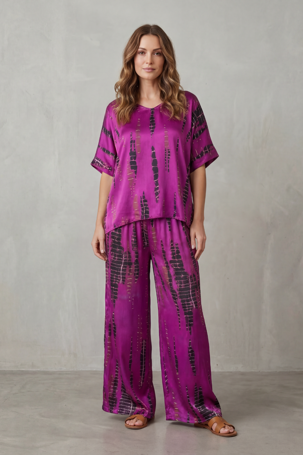 Marie Abstract-Print Wide-Leg Set | Women's Two-Piece