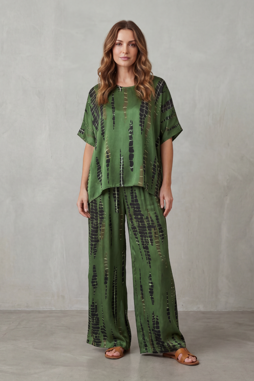Marie Abstract-Print Wide-Leg Set | Women's Two-Piece