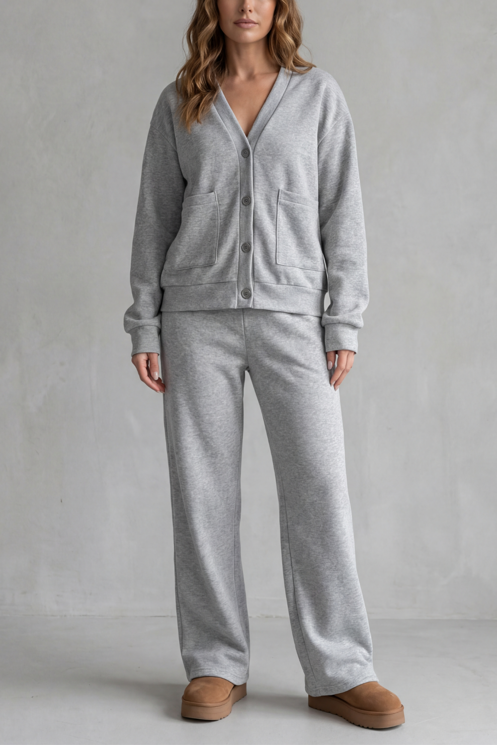 Mirelline Button-Down Cardigan Set | Women's Wide-Leg Lounge
