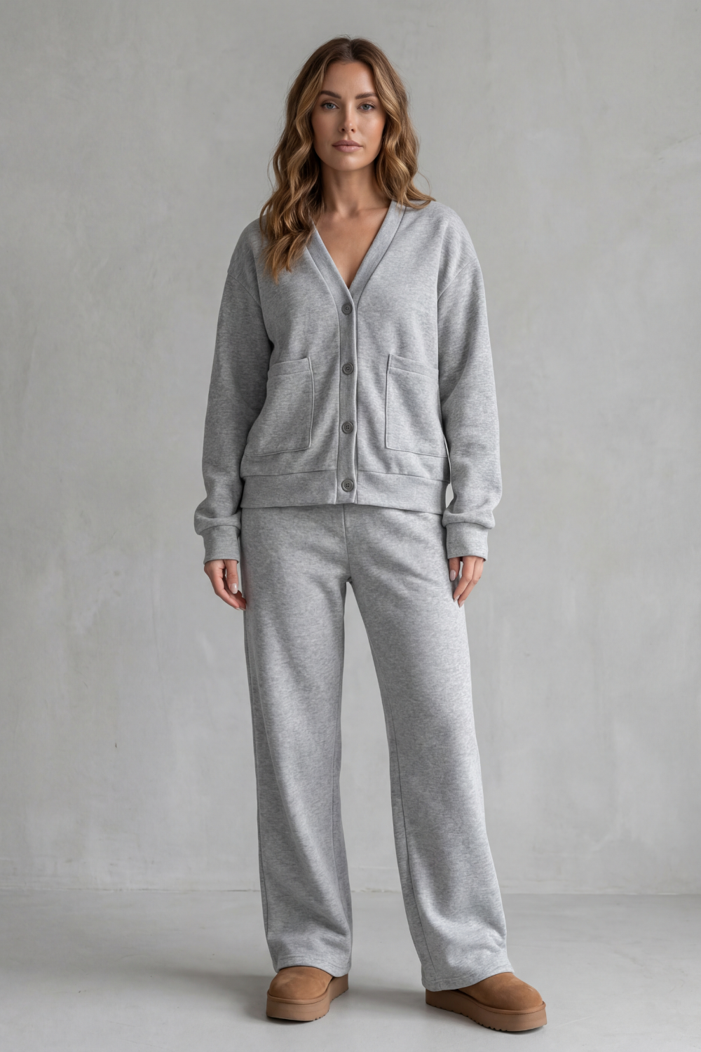 Mirelline Button-Down Cardigan Set | Women's Wide-Leg Lounge