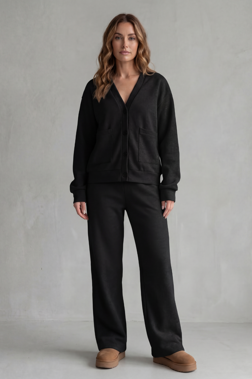 Mirelline Button-Down Cardigan Set | Women's Wide-Leg Lounge