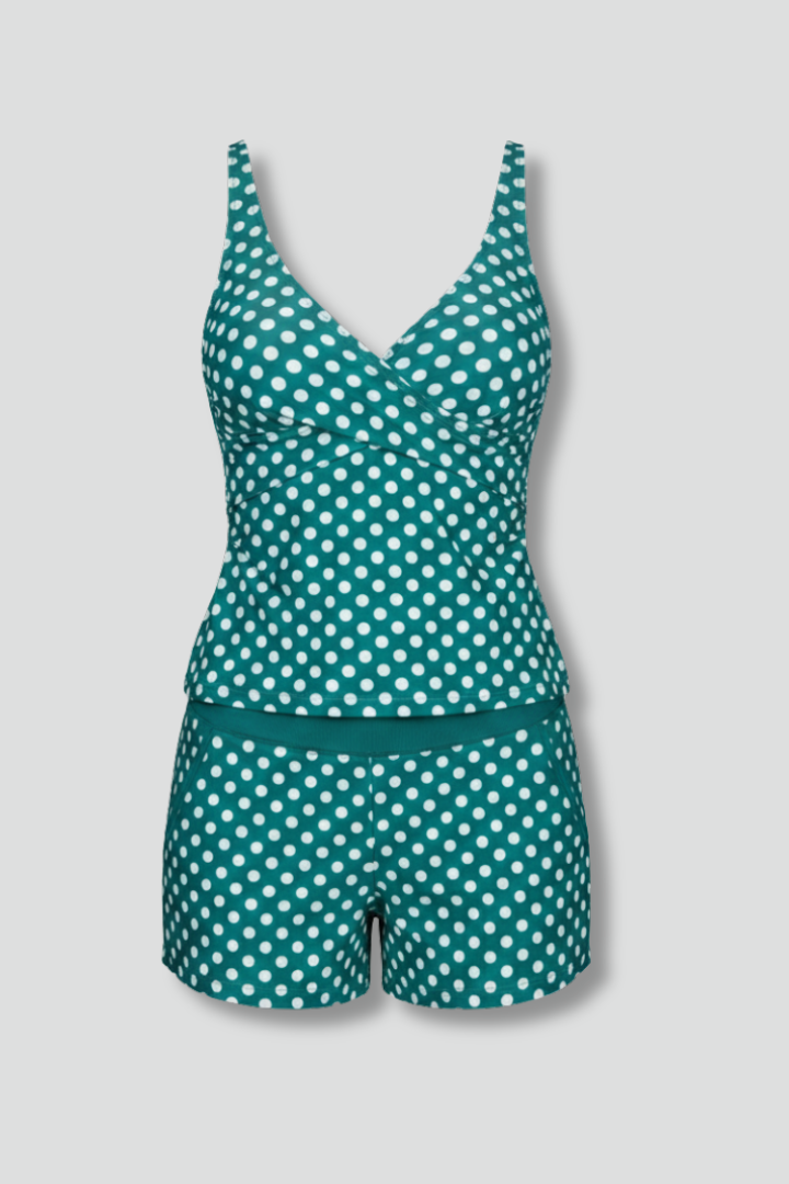 Polka Dot Cami and Shorts Pyjama Set with V-Neckline
