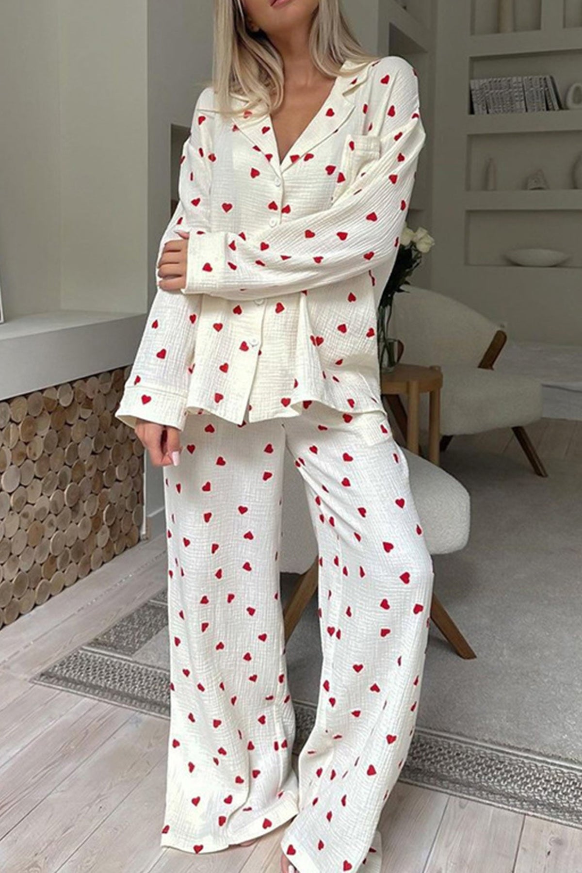 Pyjama Set with Heart Pattern