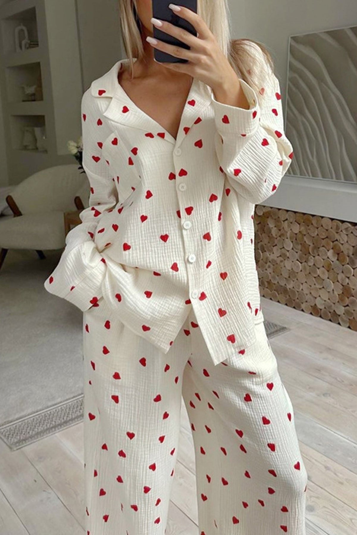 Pyjama Set with Heart Pattern