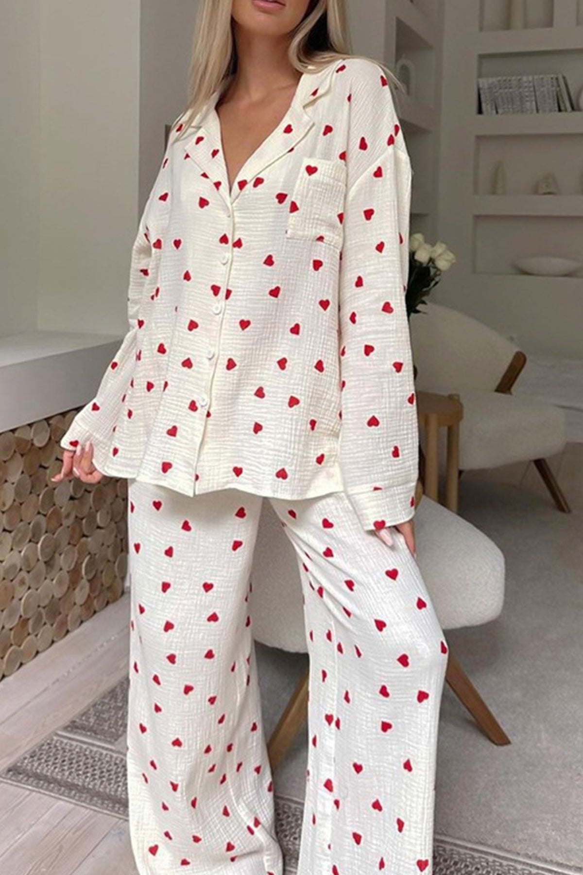 Pyjama Set with Heart Pattern