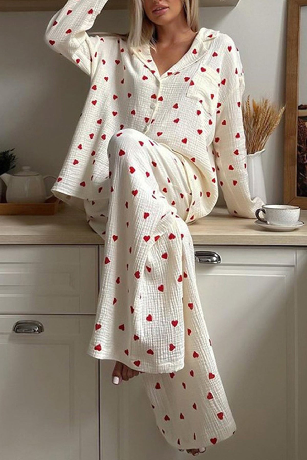 Pyjama Set with Heart Pattern