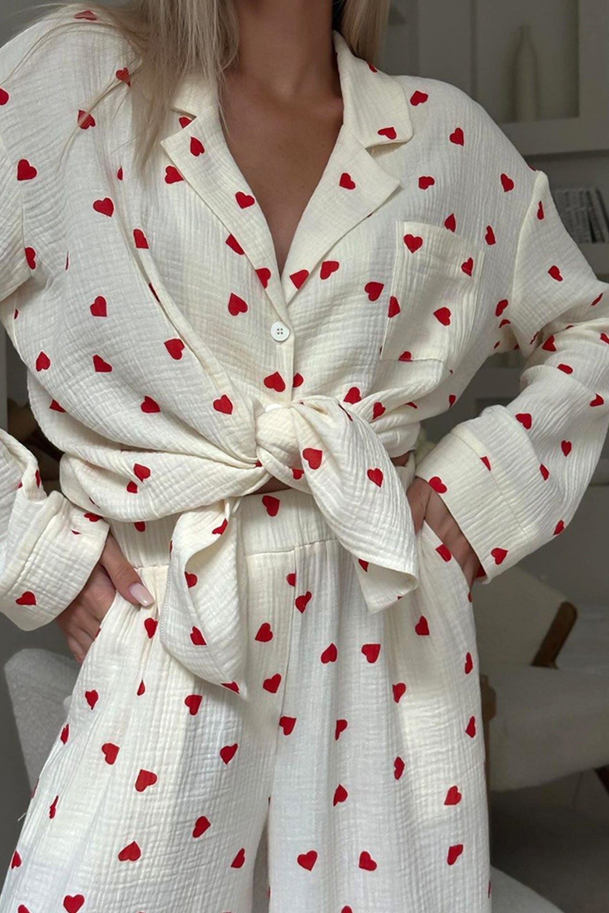 Pyjama Set with Heart Pattern