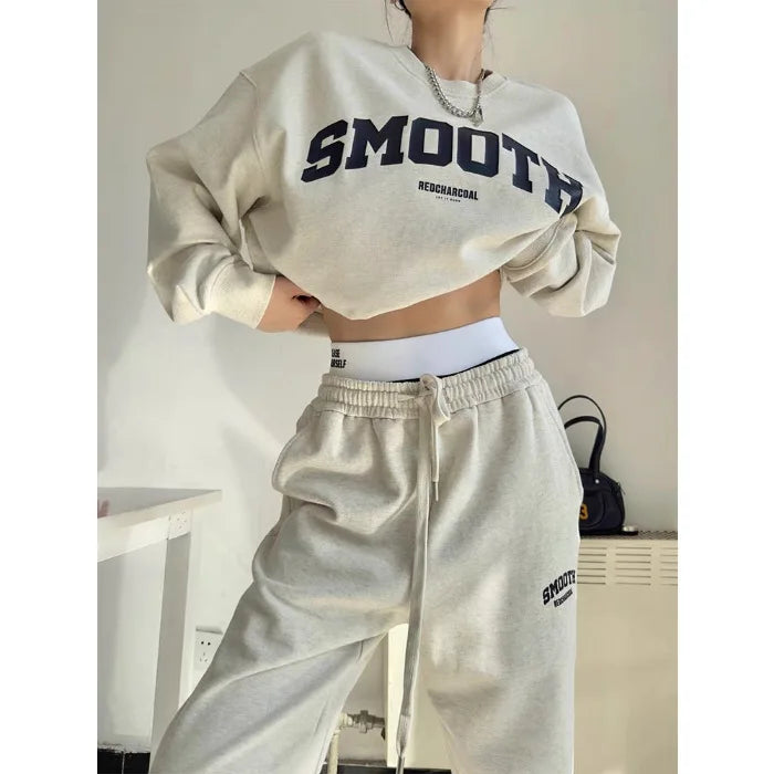 Relaxed Women's Sweatshirt and Jogger Co-Ord Set with Oversized Fit