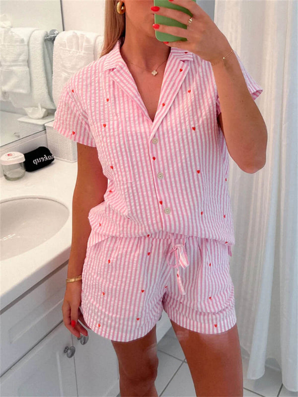 Suki Striped Short-Sleeve Pyjama Set | Women's Shorts Two-Piece