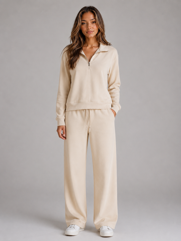 Lottie Half-Zip Lounge Set | Women's Wide-Leg Two-Piece