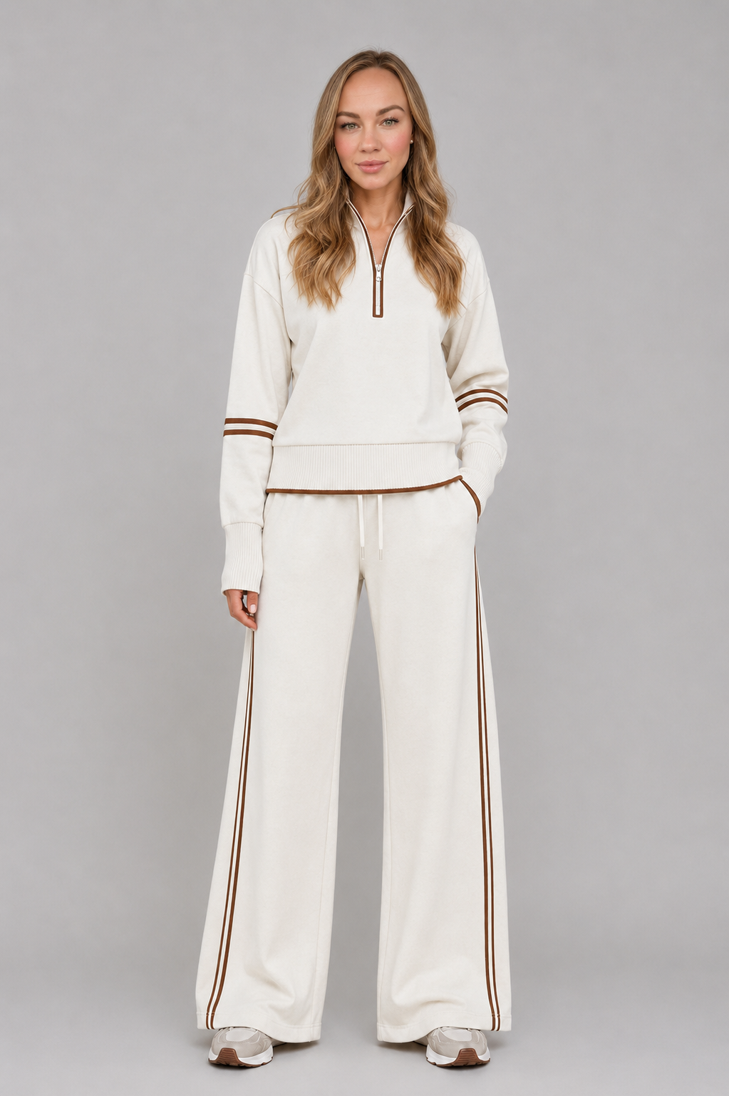 Blythe Half-Zip Wide-Leg Tracksuit | Women's Lounge Co-Ord