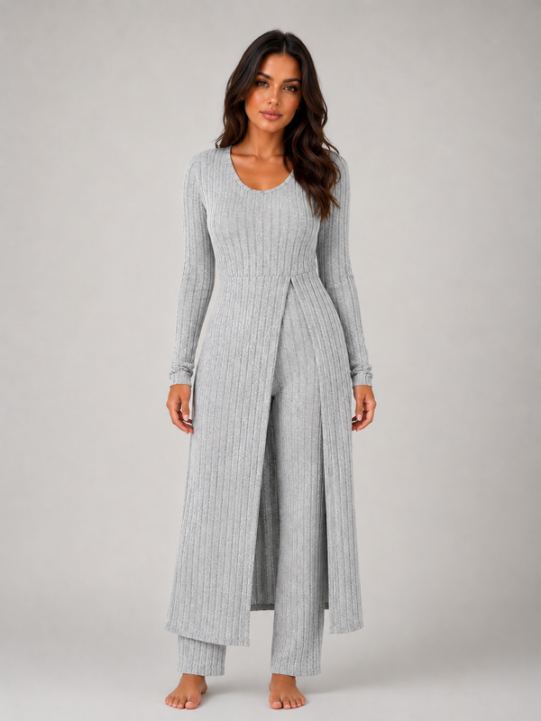 Aria Ribbed Overlay Lounge Set | Women's Legging Two-Piece