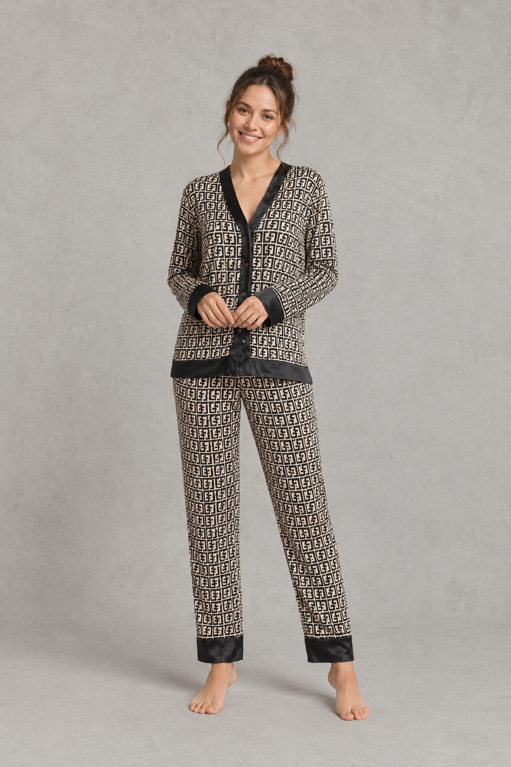 Margot Satin Button-Up Pyjama Set | Women's Long Sleeve Nightwear