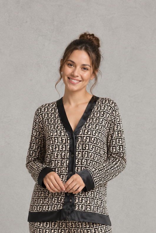 Margot Satin Button-Up Pyjama Set | Women's Long Sleeve Nightwear